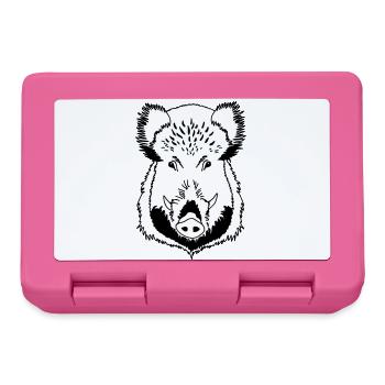 Wildschwein Kopf schwarz weiss - Brotdose - Pink - Vorne