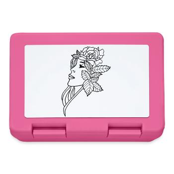 Die Dame und die Rose (schwarz) - Brotdose - Pink - Vorne