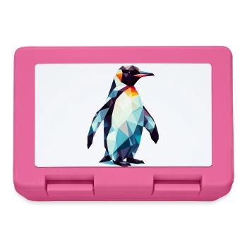 Polygonaler Pinguin - Brotdose - Pink - Vorne