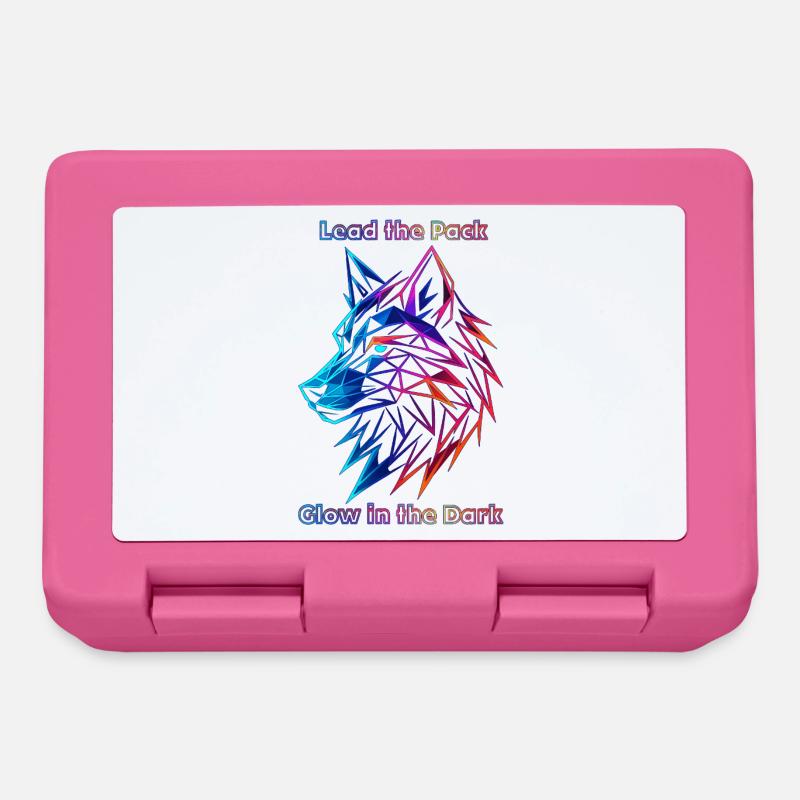 Neon Geometric Wolf Illustration - Lunchbox - pink