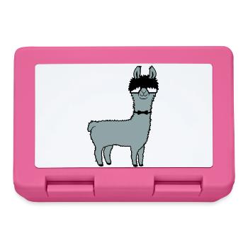 Llama Nerd Geek Hornglasses Bow Tie Funny Alpaca Cute - Lunchbox - pink - Front