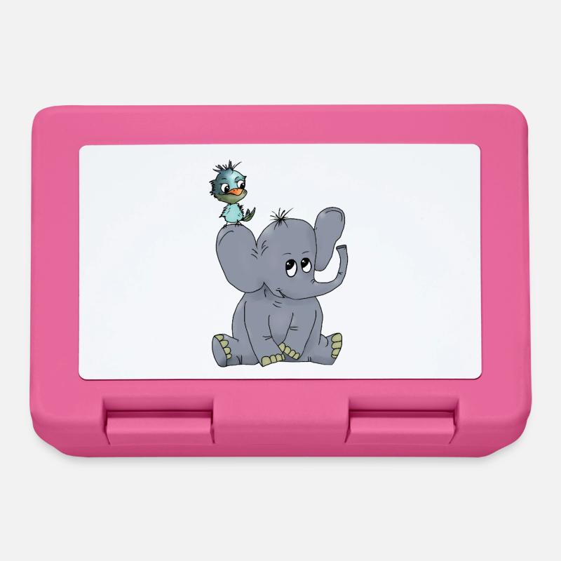 Elefant_mit_Vogel - Boîte à goûter - rose