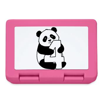Panda mit Zahl 4 Cartoon Illustration - Brotdose - Pink - Vorne