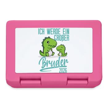 Ich werde ein großer Bruder Dino 2026 Baby - Brotdose - Pink - Vorne