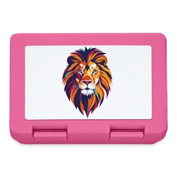 Colorful lion head abstract colorful lion art - Lunchbox - pink - Front