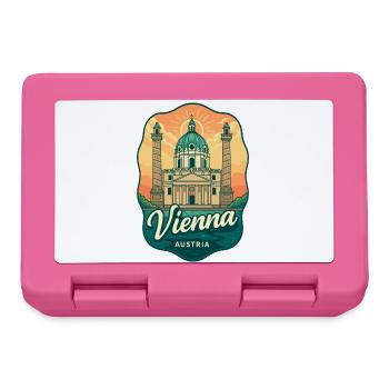 Vienna Austria Karlskirche Sunset Retro Travel Art - Lunchbox - pink - Front