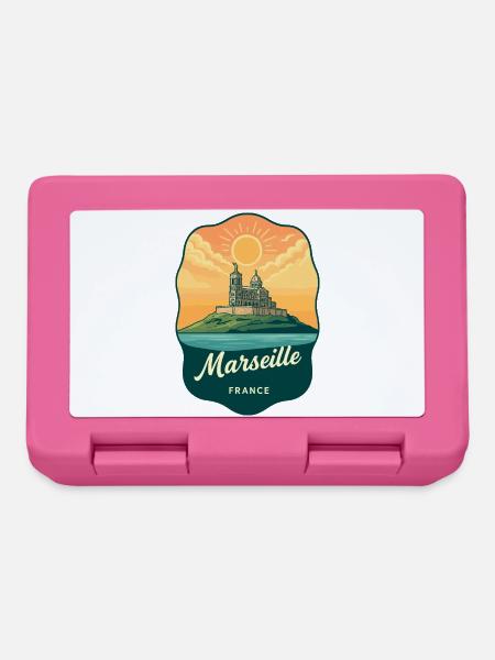 Marseille Notre Dame Vintage-Reiseabzeichen - Brotdose - Pink
