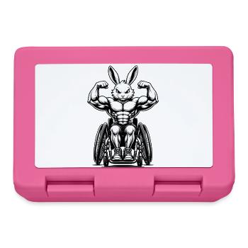 Starker Hase Rollstuhl Fitness Fun Design - Brotdose - Pink - Vorne