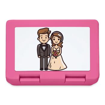 Couple Wedding Bride Groom - Lunchbox - pink - Front