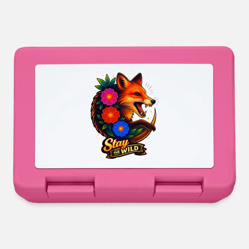 Renard aux fleurs Reste sauvage - Boîte à goûter - rose