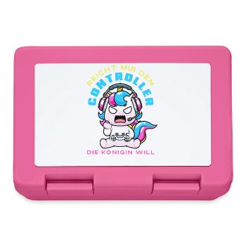 Die Königin Will Zocken Lustiges Einhorn Gamer - Brotdose - Pink - Vorne