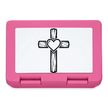 Symbole de la croix de cœur - Boîte à goûter - rose - Devant