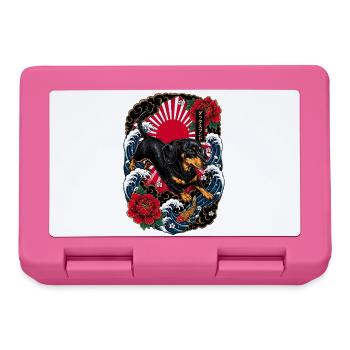 Dackel im japanischen Irezumi Tattoo Stil - Brotdose - Pink - Vorne