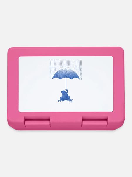 Frosch mit Regenschirm im Regen - Brotdose - Pink
