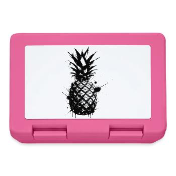 Schwarze Ananas Abstrakte Tinte - Brotdose - Pink - Vorne