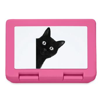 Wackeläugige schwarze Katze - Brotdose - Pink - Vorne