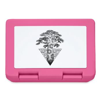Geometric fractal tree on black background - Lunchbox - pink - Front