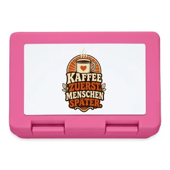 Kaffee zuerst – Lustiger Morgenmuffel Spruch - Brotdose - Pink - Vorne