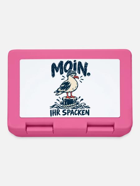 Moin! Ihr Spacken – Freche Möwe im Retro Look - Brotdose - Pink