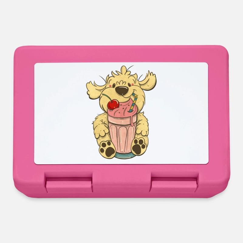 Cockapoo Thor with pink milkshake - Lunchbox - pink
