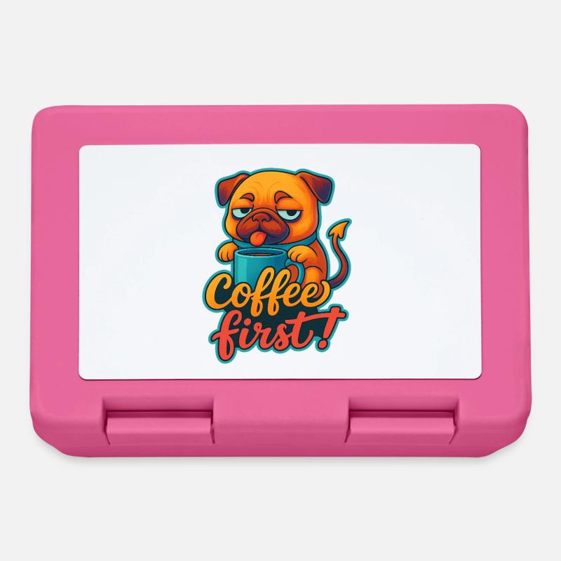 Müder Hund mit Kaffeetasse - Brotdose - Pink