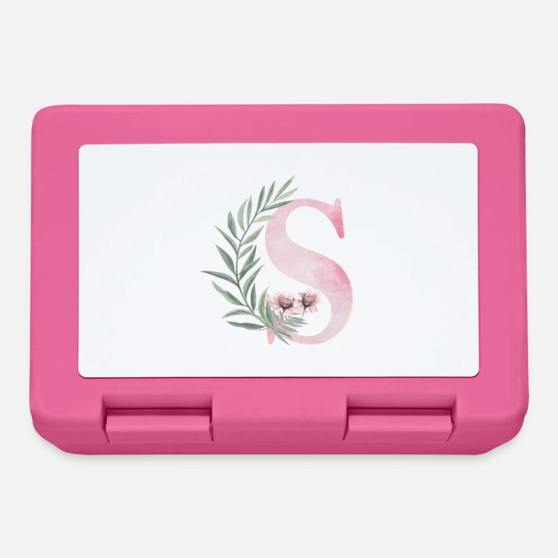 Buchstabe S mit Blumen - Brotdose - Pink