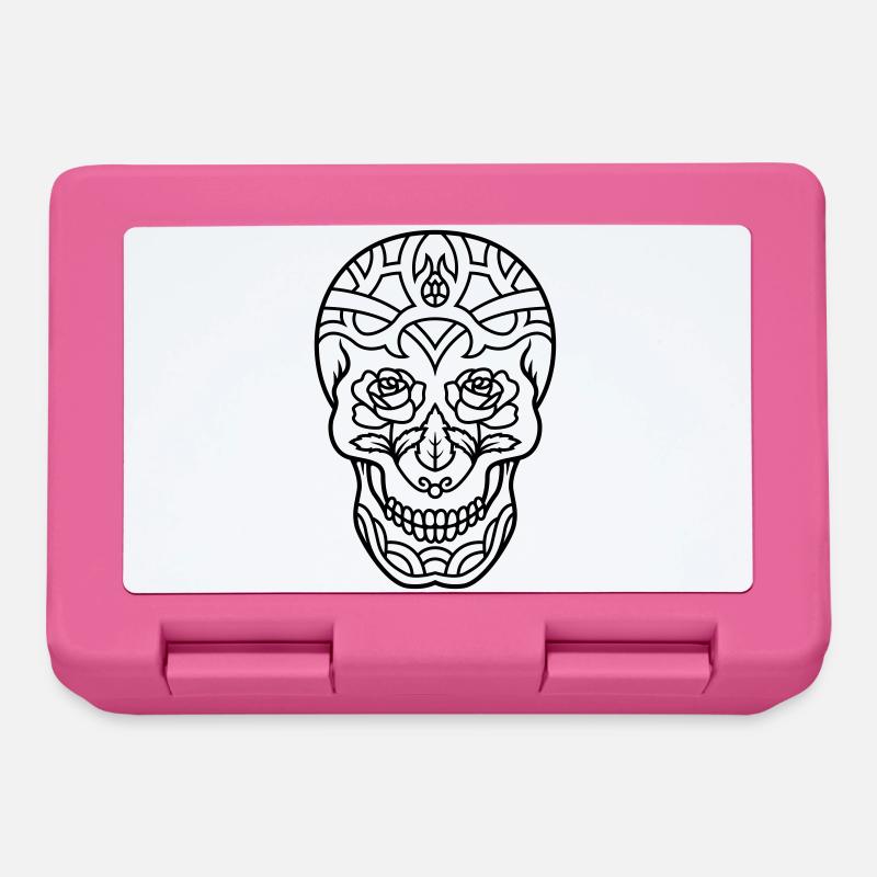 Decorated skull with roses - Lunchbox - pink