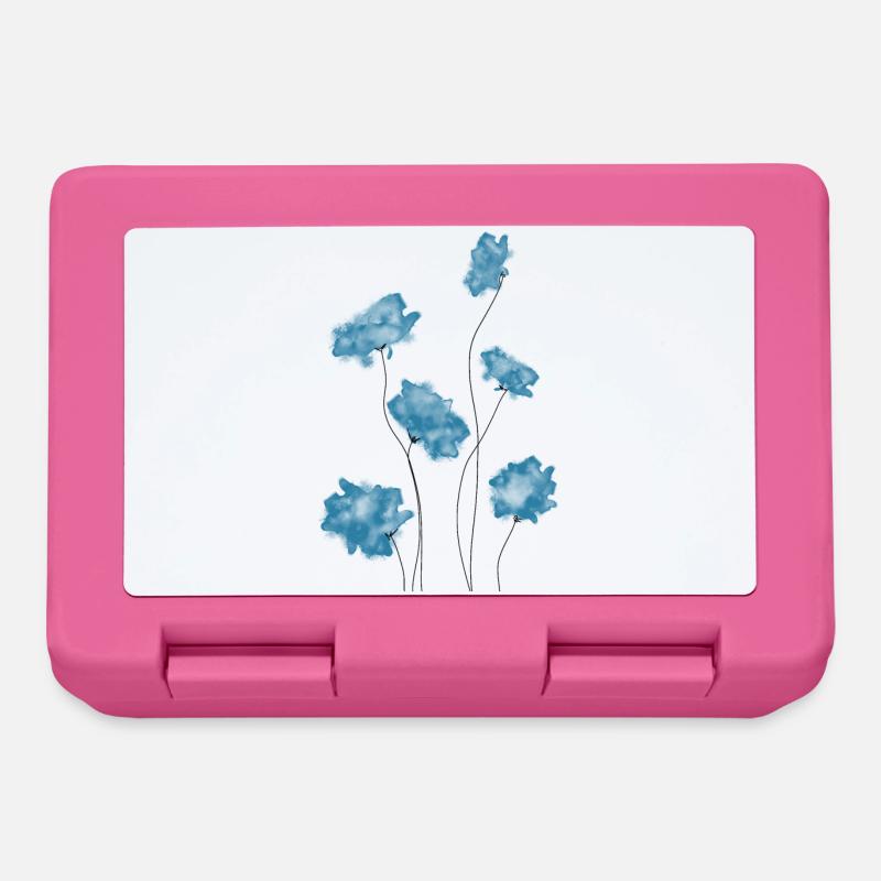 Blaue Blumen - Brotdose - Pink