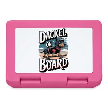 Dachshund on board Wire-haired dachshund on the skateboard - Lunchbox - pink - Front