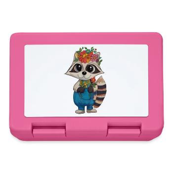 Flower Wreath Raccoon - Lunchbox - pink - Front