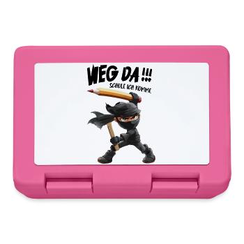 Ninja mit Bleistift und Messer Schulkind 1.Klasse - Brotdose - Pink - Vorne