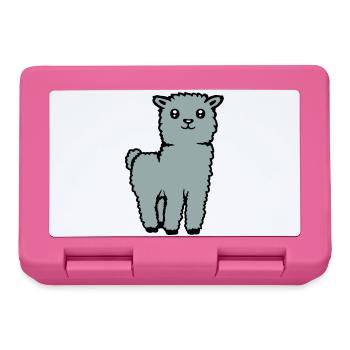 Cute Alpaca Llama Animal Soft Fluffy Comic - Lunchbox - pink - Front