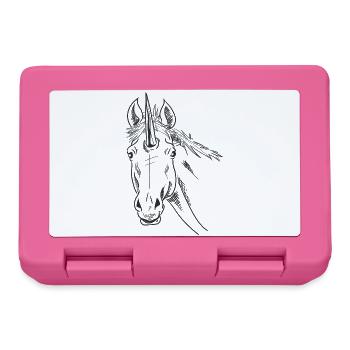 Unicorn Sketch Line Art Design Minimalist Fantasy - Lunchbox - pink - Front