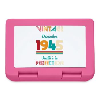 Anniversaire 80 ans - Vintage - Décembre 1945 - Boîte à goûter - rose - Devant