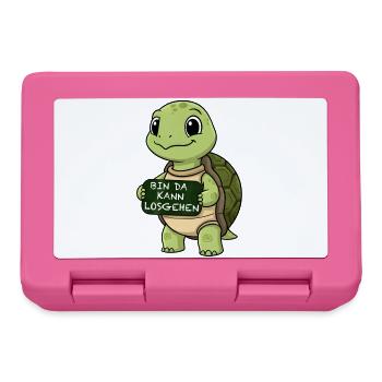 Tortue mignonne avec une phrase de départ drôle - Boîte à goûter - rose - Devant