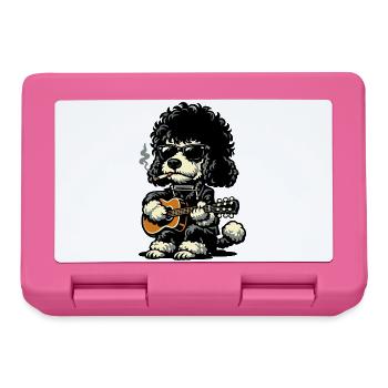 Rockiger Pudel mit Gitarre - Brotdose - Pink - Vorne