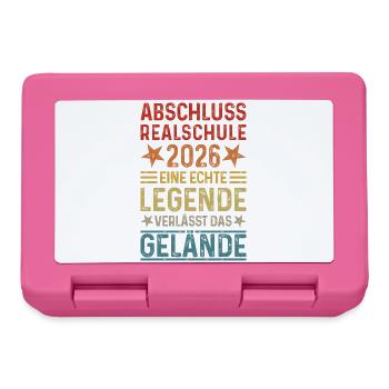 Abschluss 2026 Realschule Legende verlässt Gelände - Brotdose - Pink - Vorne