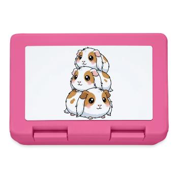 Stacked Guinea Pig Kawaii Trio - Lunchbox - pink - Front