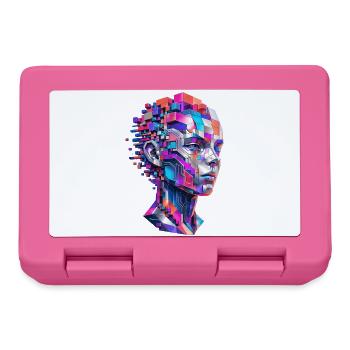Geometrisches Farbporträt aus Pixelblöcken - Brotdose - Pink - Vorne