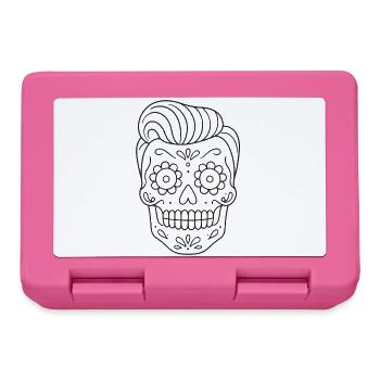 Mexikanischer Totenkopf_Kurzhaarfrisur ausmalen - Brotdose - Pink - Vorne