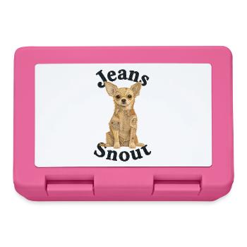 Beiger Kurzhaar-Chihuahua im Jeans-Flicken-Stil - Brotdose - Pink - Vorne