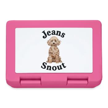 Blonder Pudel im Jeansflicken-Stil - Brotdose - Pink - Vorne