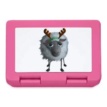 Schaf mit Rentiergeweih - Genervt zu Weihnachten - Brotdose - Pink - Vorne