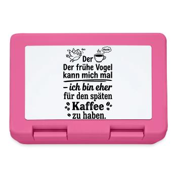 Früher Vogel später Kaffee - Brotdose - Pink - Vorne