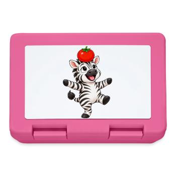Zebra süß Cartoon tanzend Tomate balancieren - Brotdose - Pink - Vorne