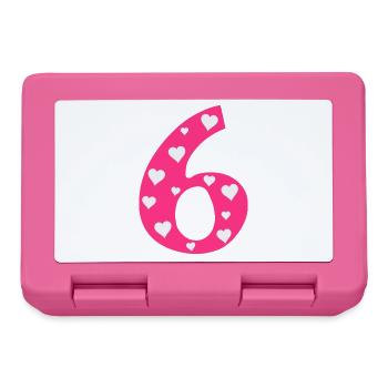 6 Anniversaire avec cœur - Boîte à goûter - rose - Devant