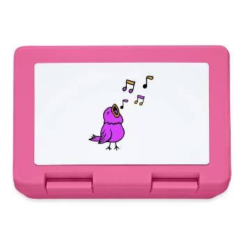 Musiknoten Singvogel Spatz singt zwitschert Musik - Brotdose - Pink - Vorne