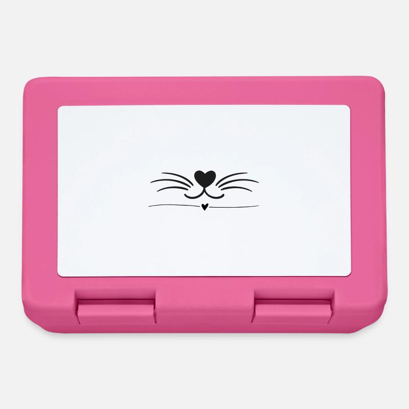 Heart Cat Line Drawing - Lunchbox - pink