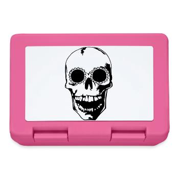 head skull Totenkopf bones beliebt sticker shirt - Brotdose - Pink - Vorne