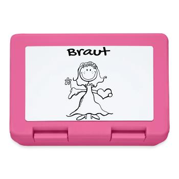 Braut Strichmännchen mit Herz - Hochzeit - heirat - Brotdose - Pink - Vorne